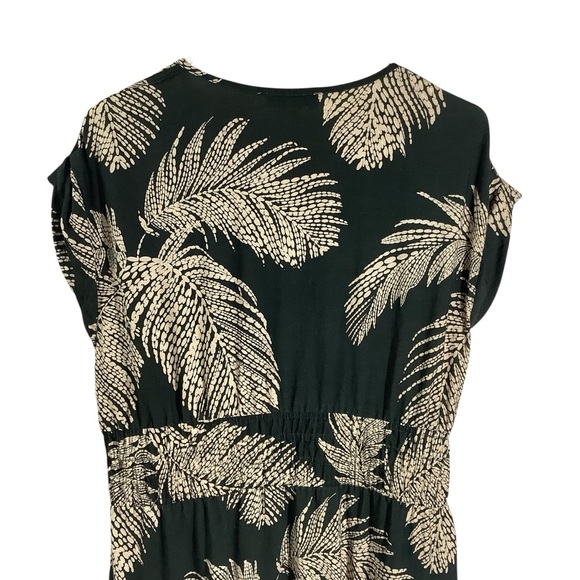 Reiss Leaf Print Colby Ruched Waisted Midi Dress - Picture 6 of 13